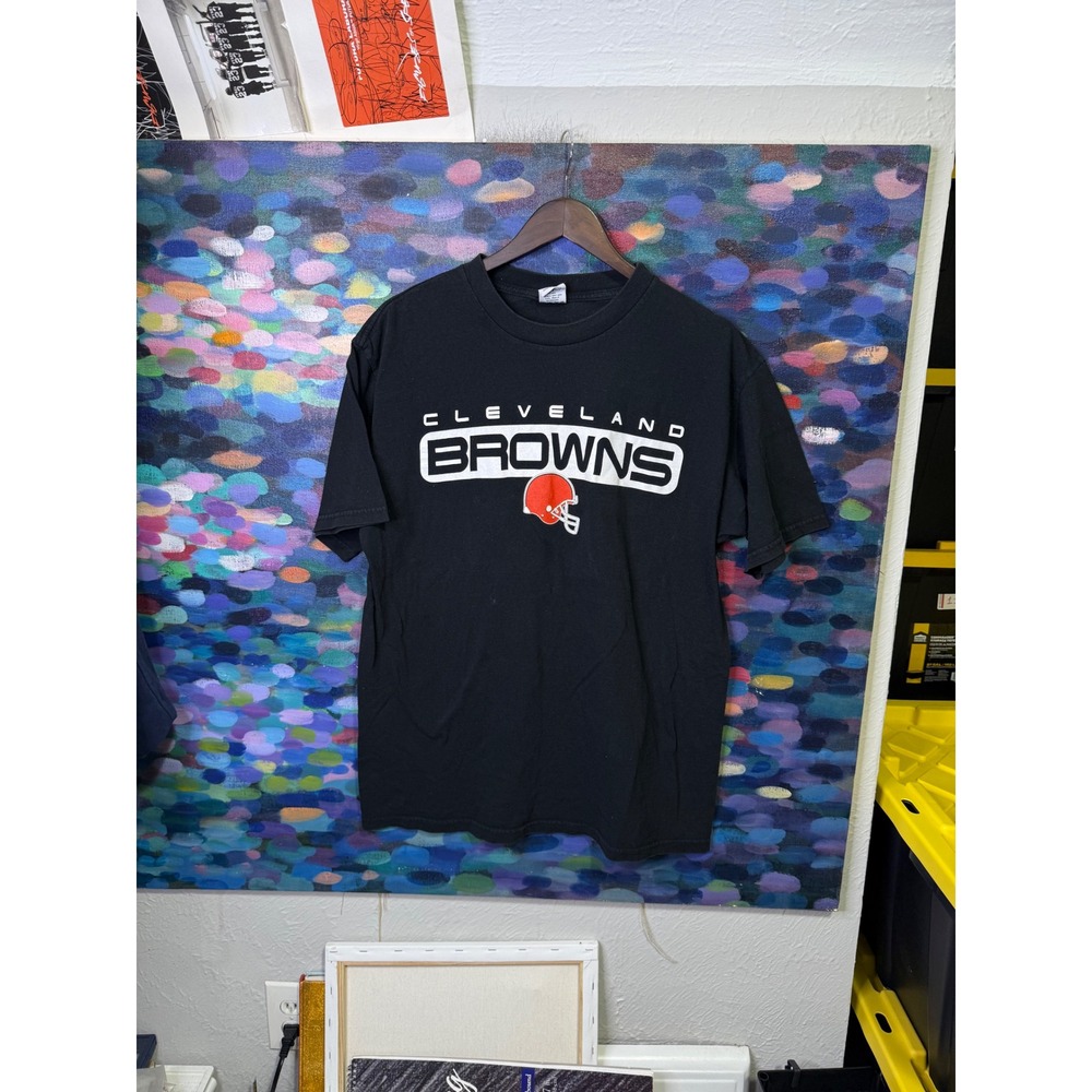 True Fan Cleveland Browns Graphic T-Shirt Mens Large Black NFL Football Tee